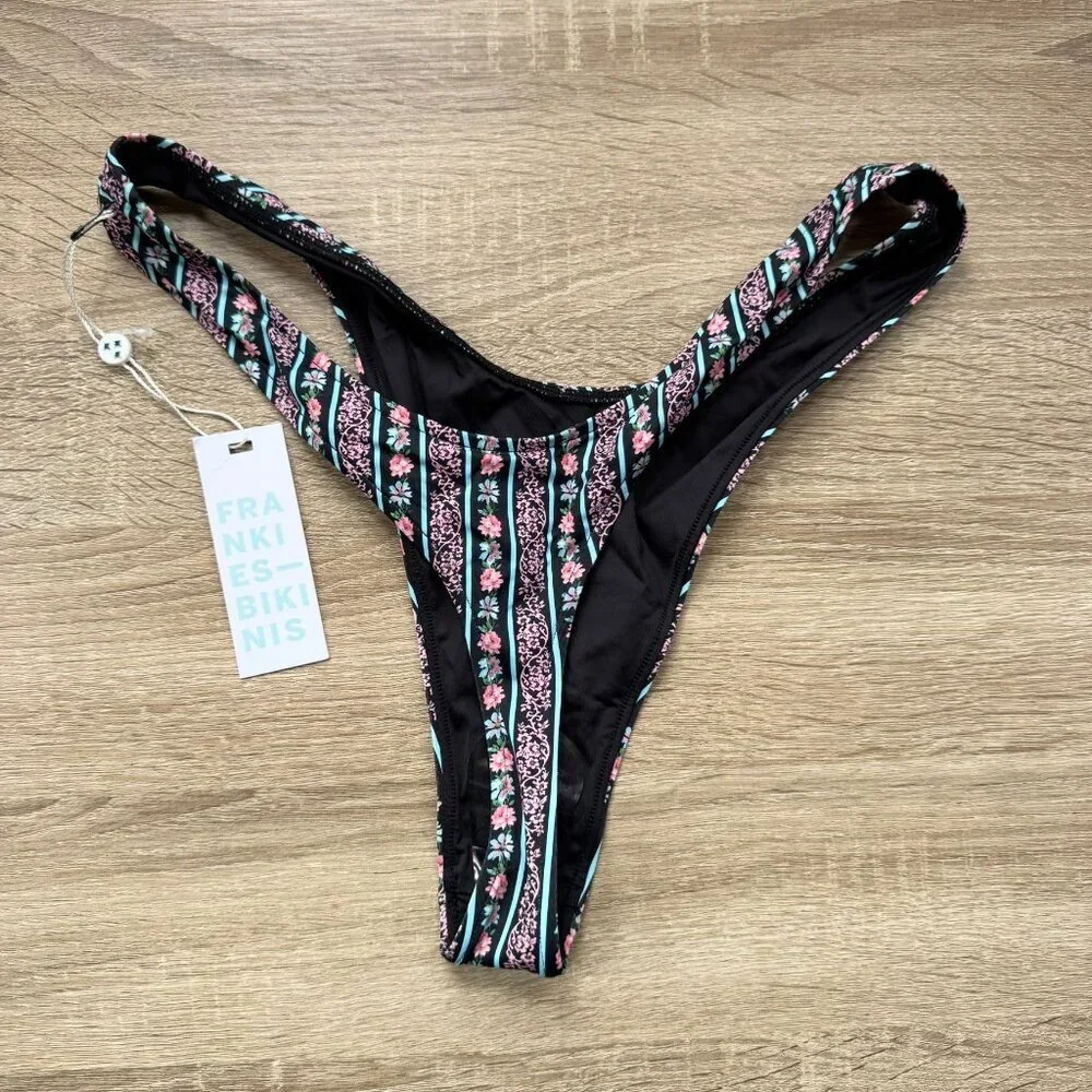 NWT Frankies Bikinis Full Moon Micro Swim Bikini Bottoms Large